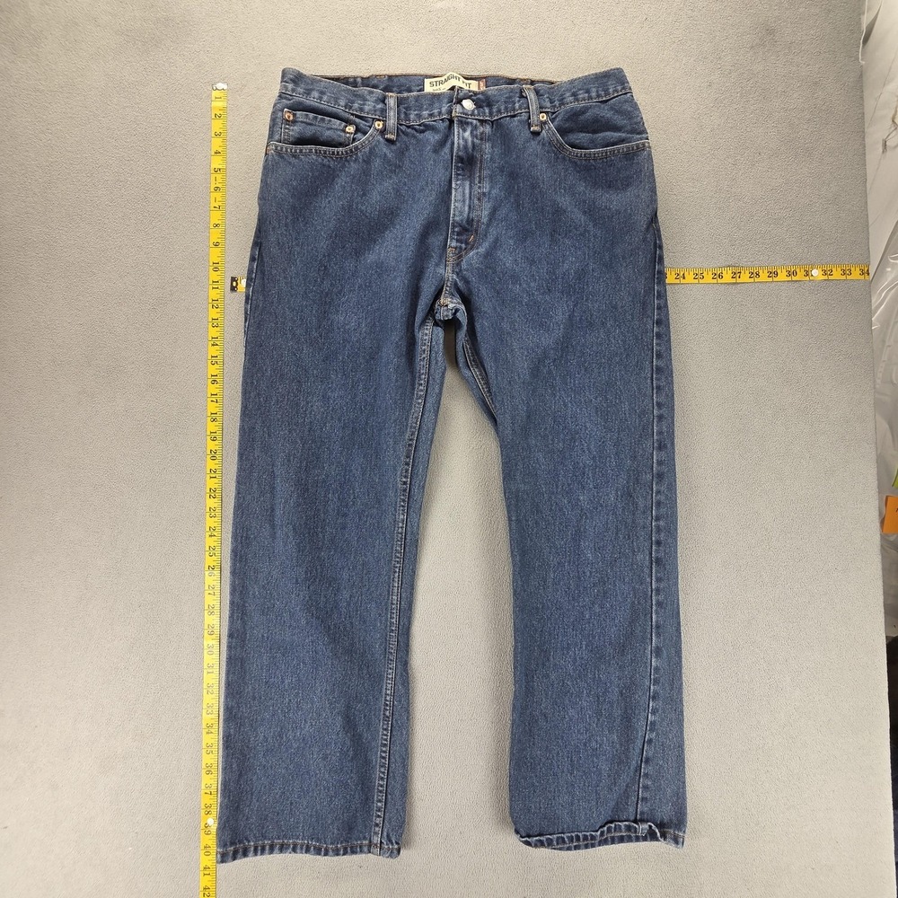 Levis 505 Jeans Mens Blue Medium Wash Regular Straight Denim Zip Fly Fits 36x30